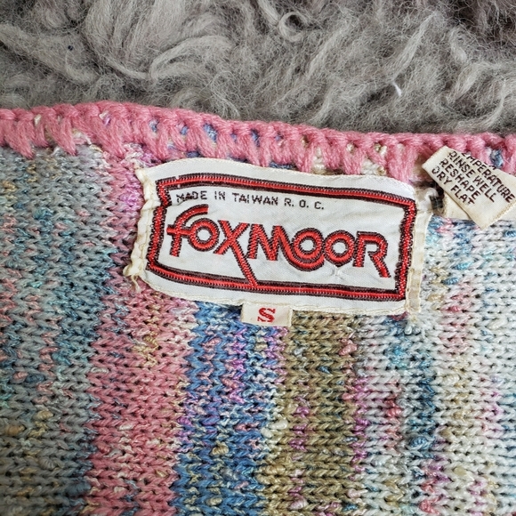 Vintage 70s Foxmoor Knit Colorful Stripe Tie Back Top - Picture 7 of 8